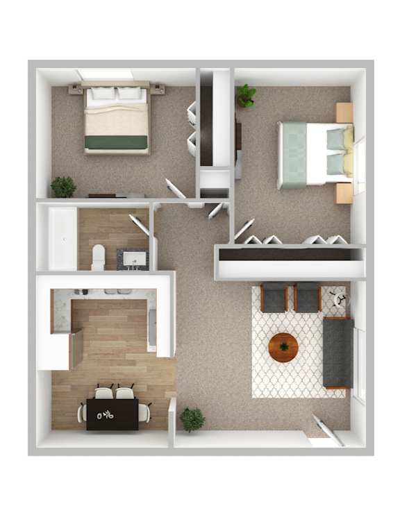 a floor plan of a bedroom with a bathroom and a living room